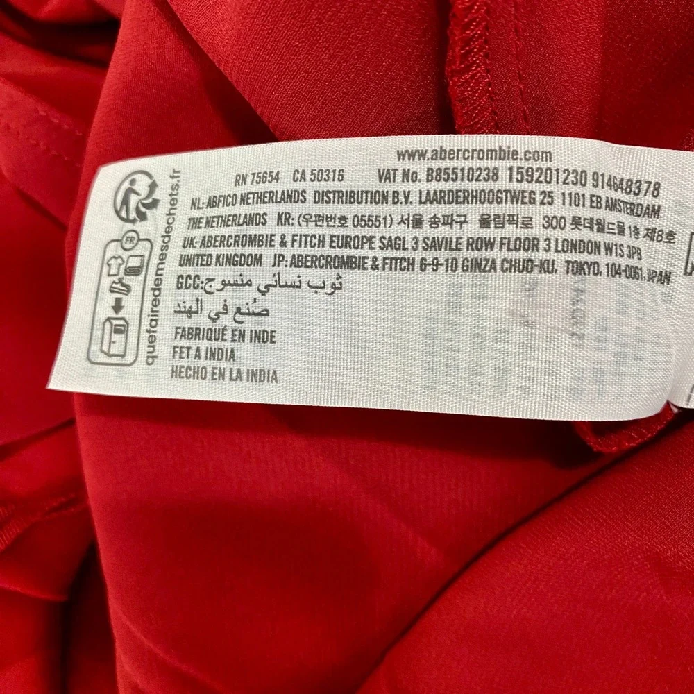 NWT Abercrombie & Fitch Red Backless Ruched Midi Dress Med Cocktail Formal Event